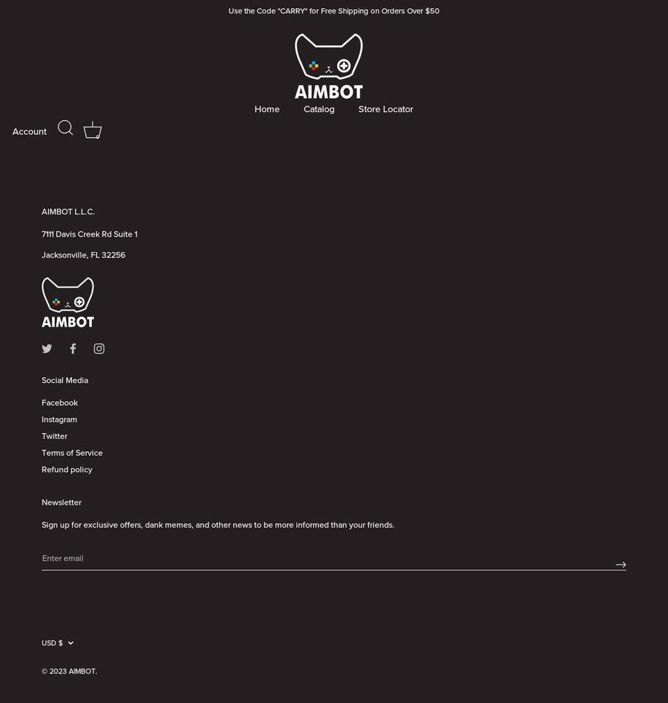 aimbotenergy.com shopify website screenshot