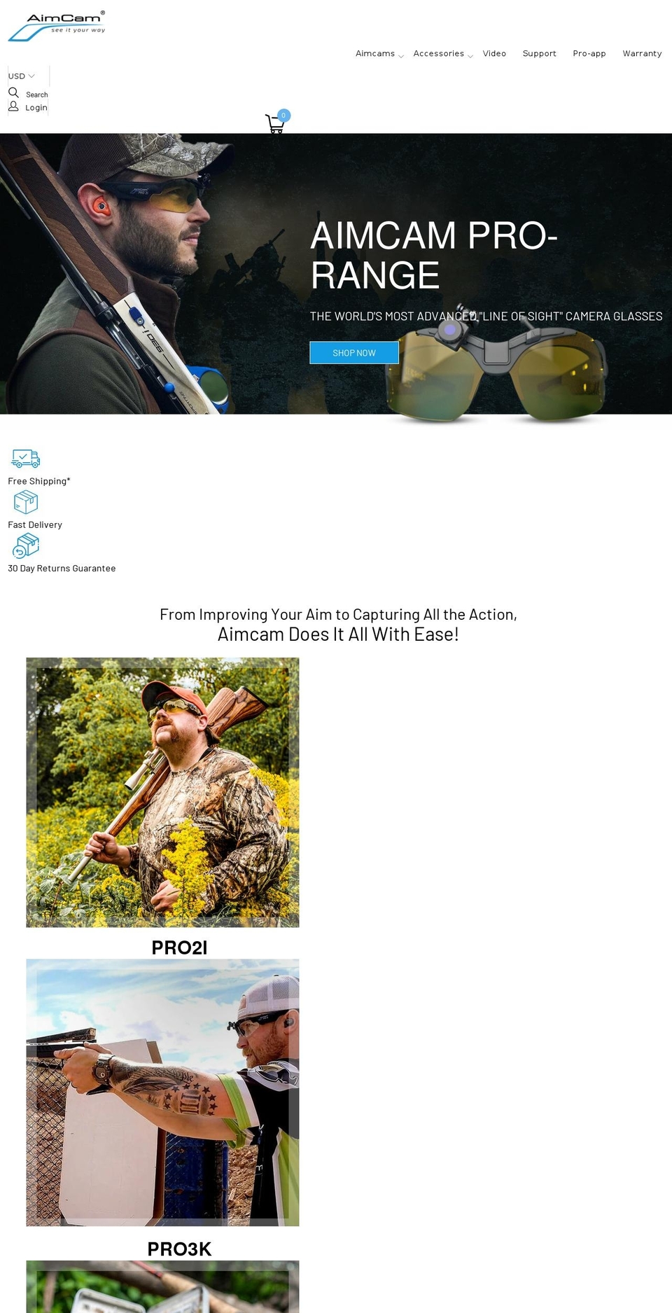 aimcam.com shopify website screenshot
