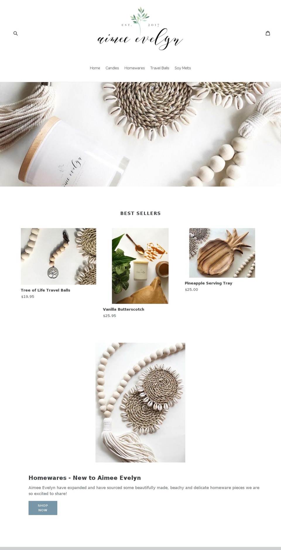 aimeeevelyn.com — Shopify storefront screenshot