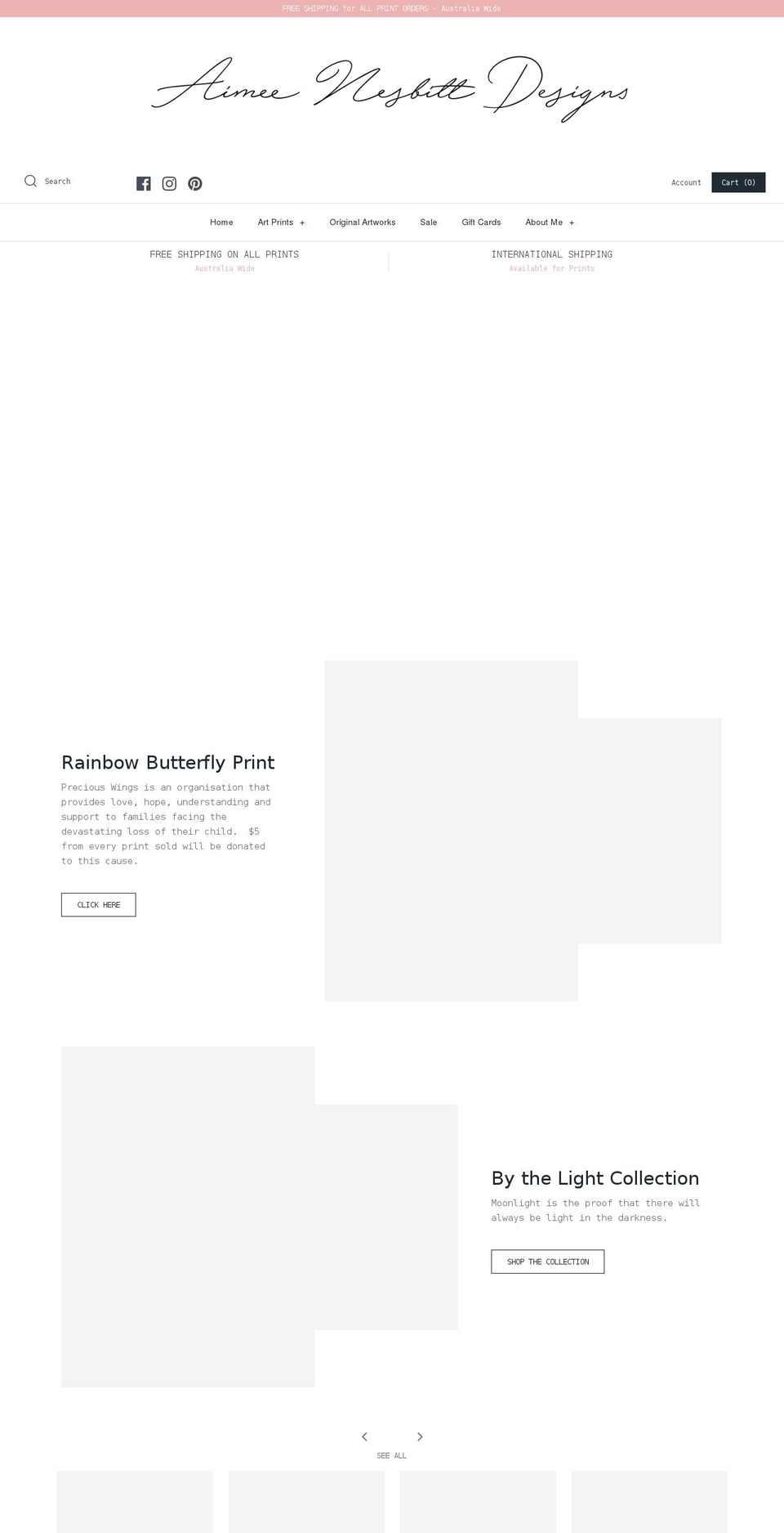 aimeenesbittdesigns.com.au shopify website screenshot
