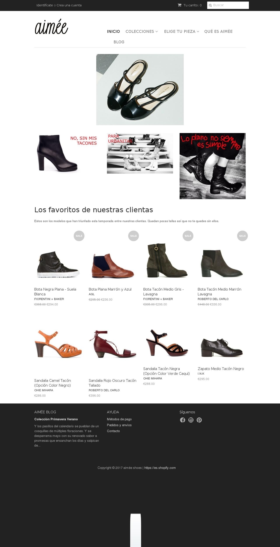 aimeeshoes.com shopify website screenshot