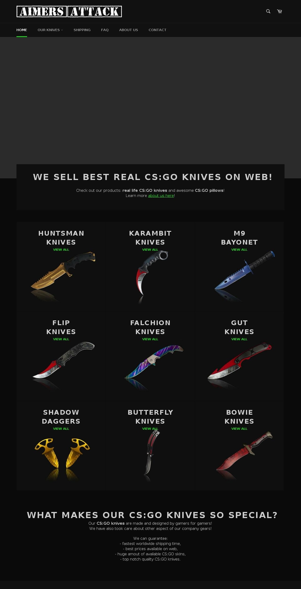aimersattack.com shopify website screenshot