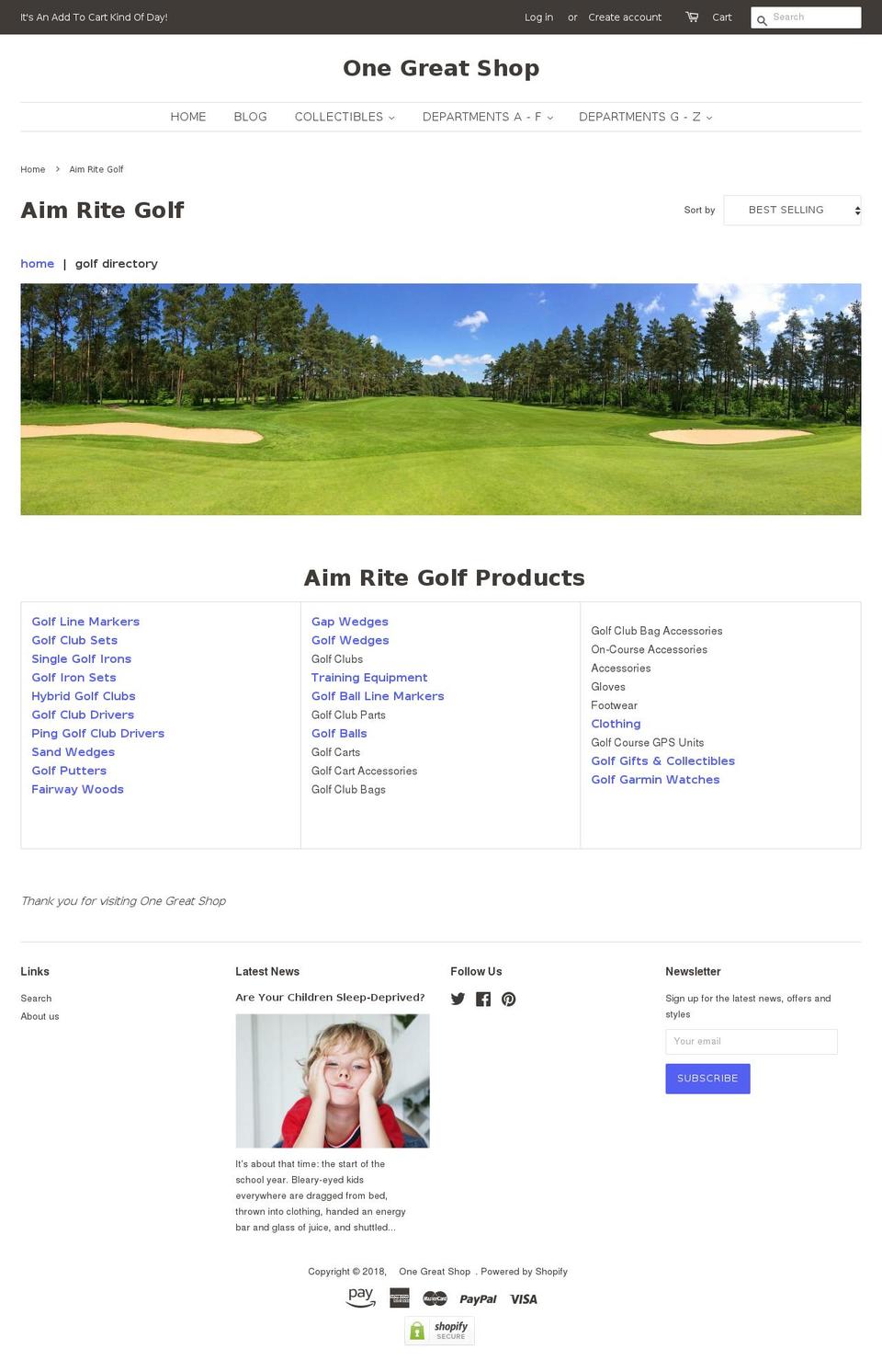 aimritegolf.com — Shopify storefront screenshot