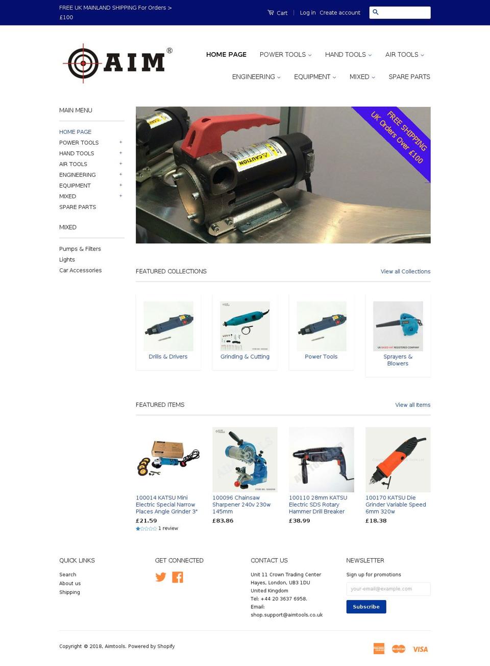 aimtools.co.uk shopify website screenshot