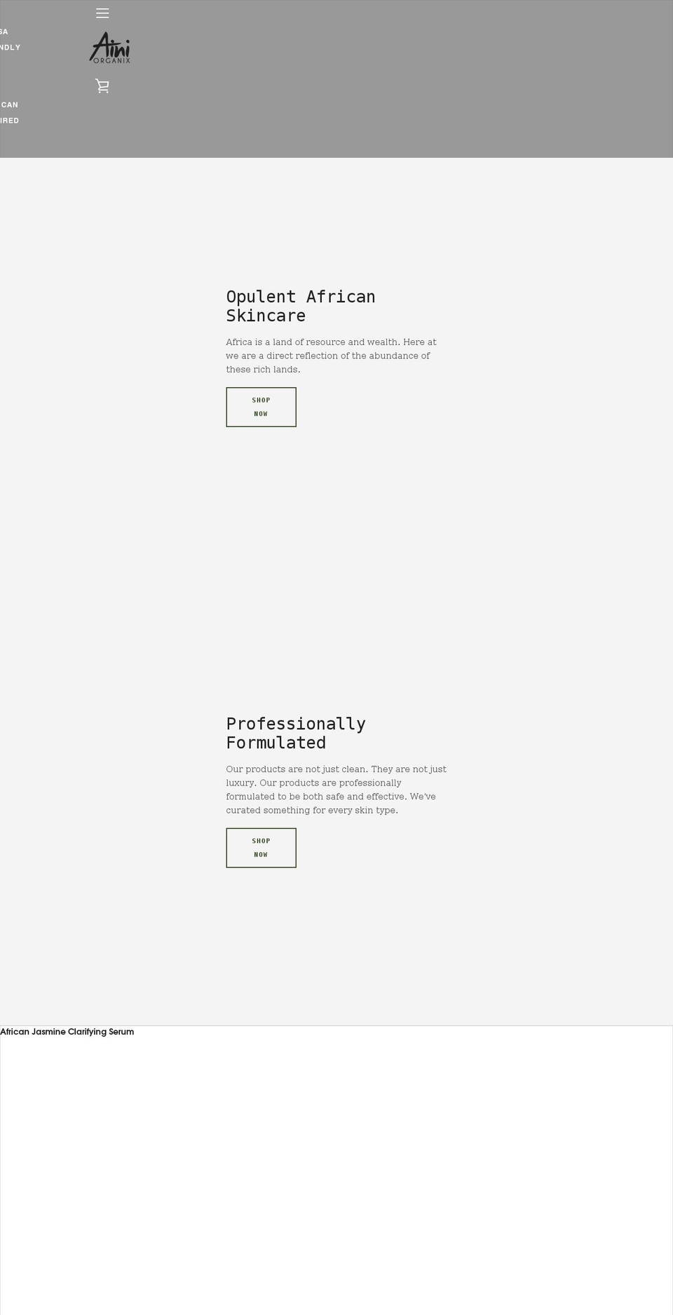 ainiorganix.com shopify website screenshot