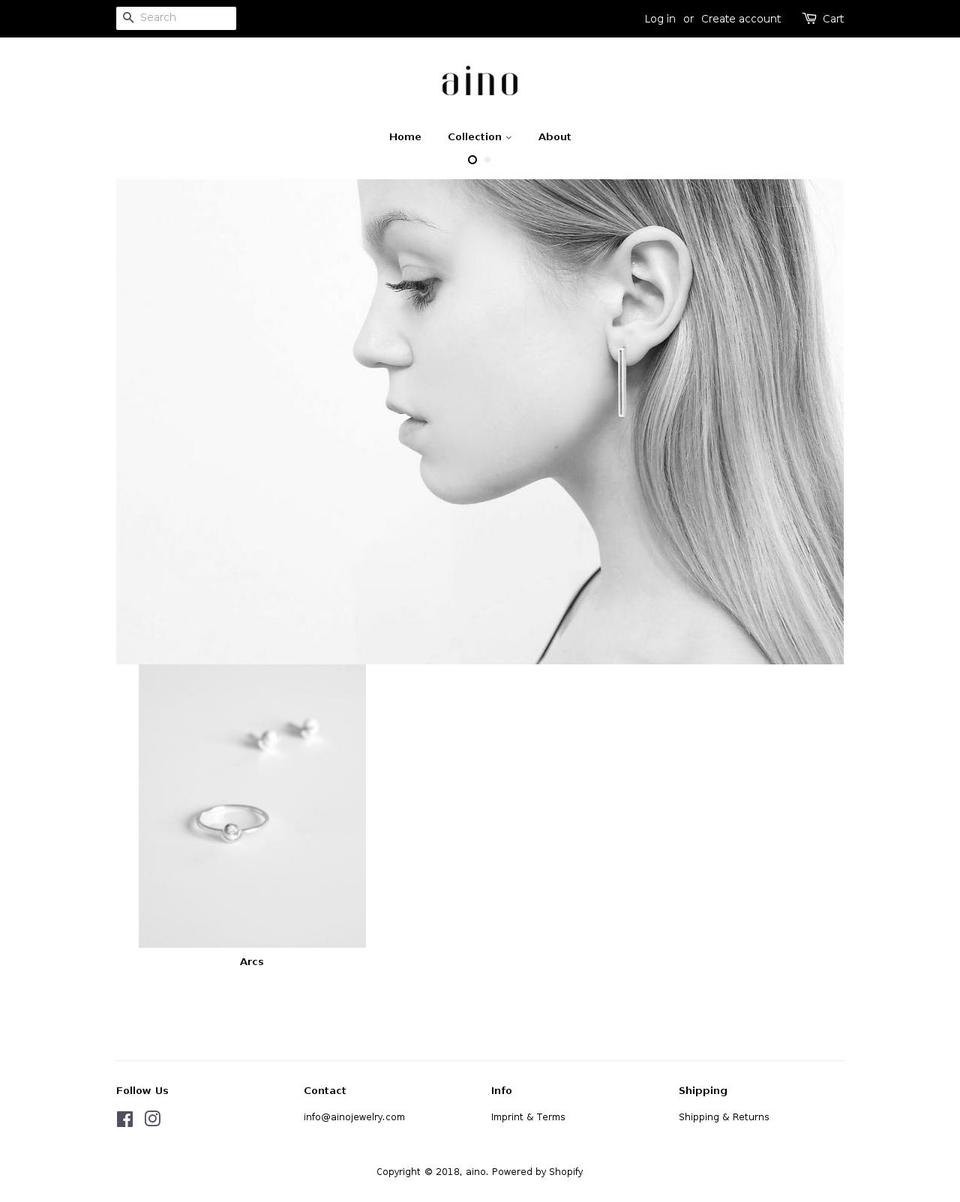 ainojewelry.com — Shopify storefront screenshot