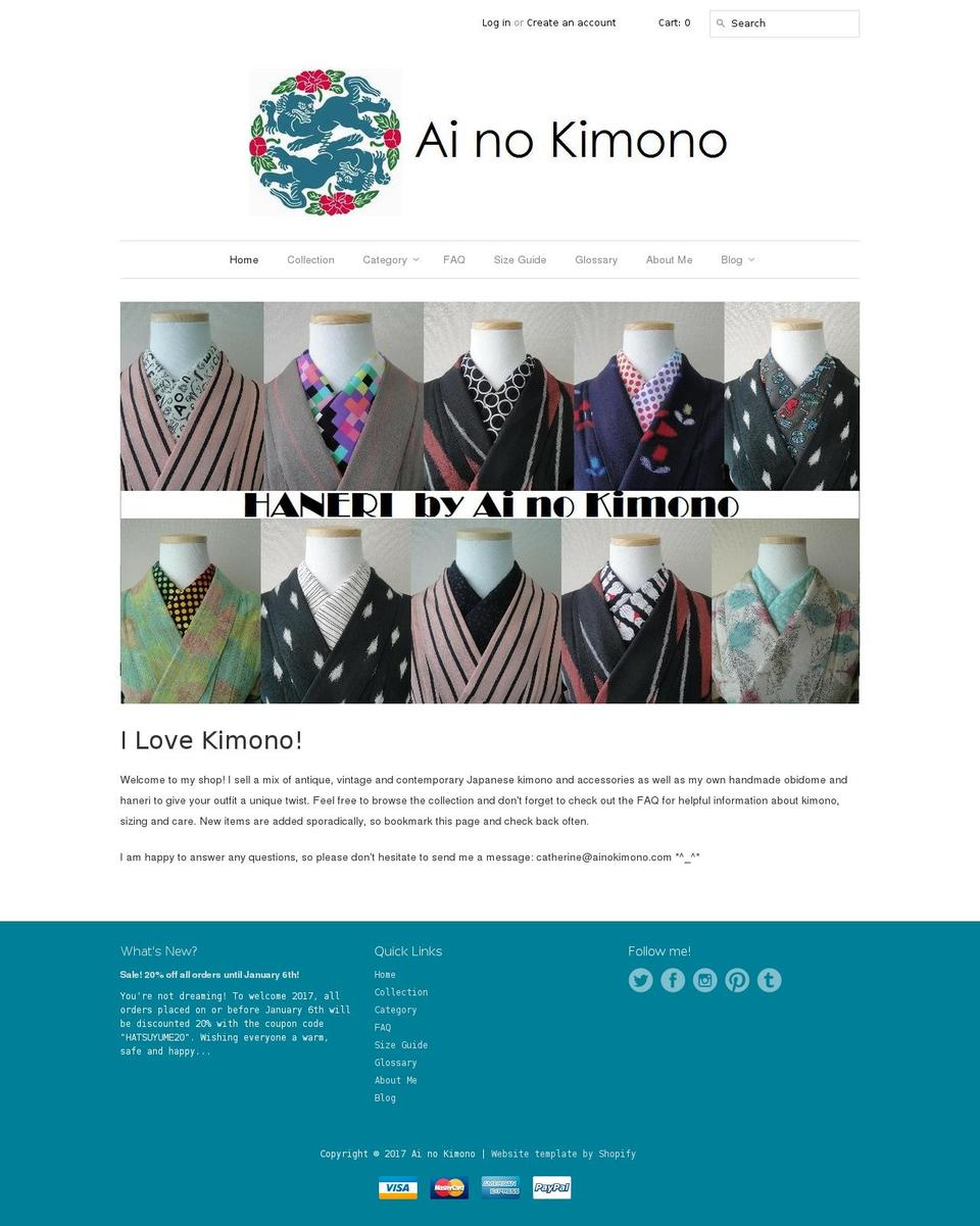 ainokimono.com shopify website screenshot