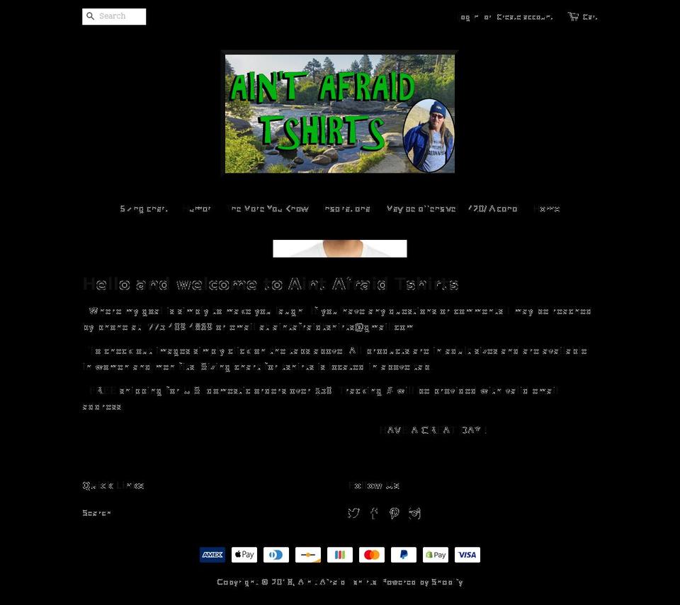 aintafraidtshirts.com shopify website screenshot