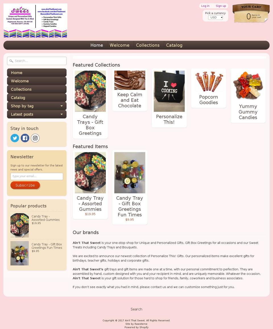 aintthatsweet.com shopify website screenshot