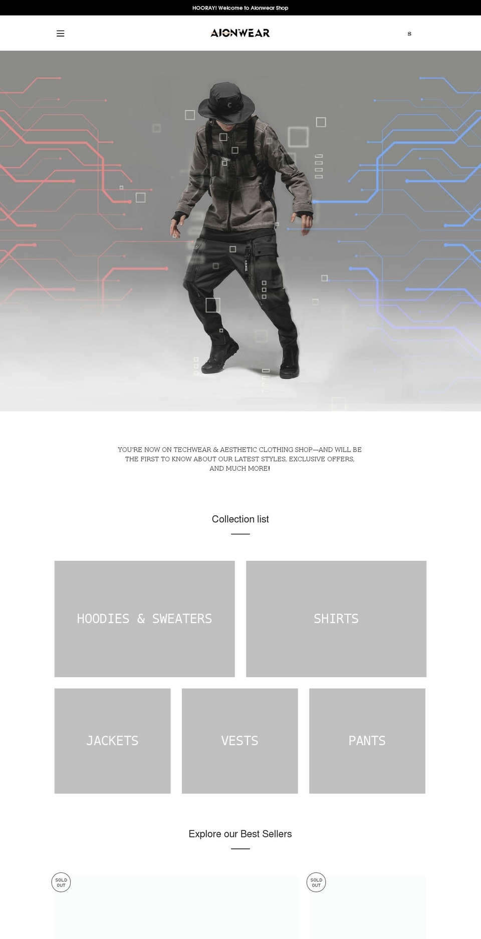 aionwear.com shopify website screenshot