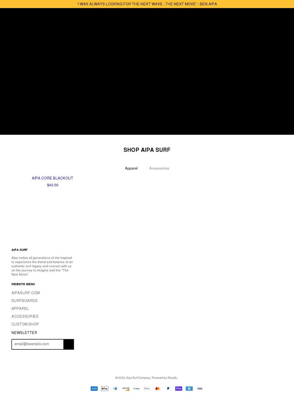 aipa-surf-company.myshopify.com shopify website screenshot