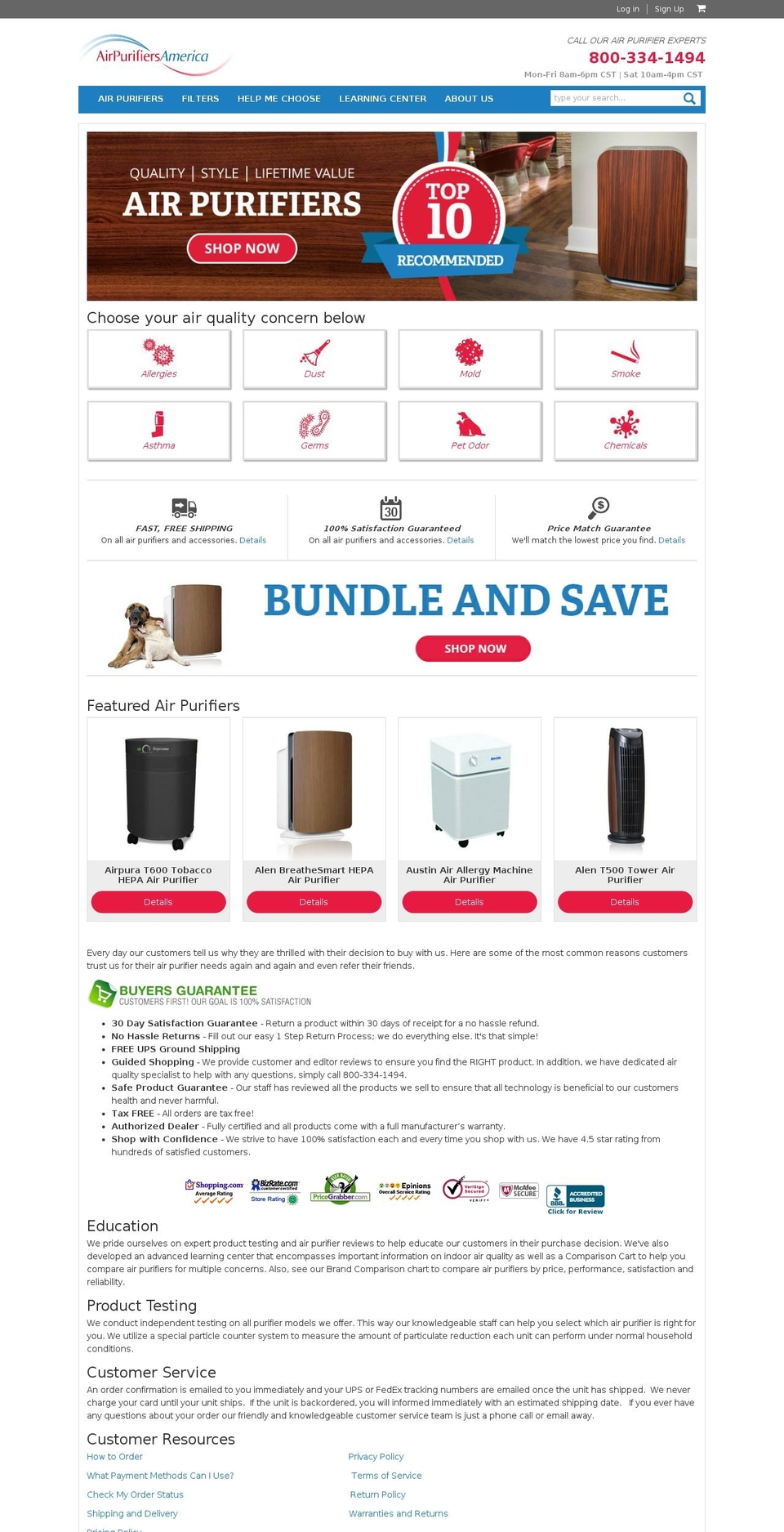 air-purifier-america.com shopify website screenshot