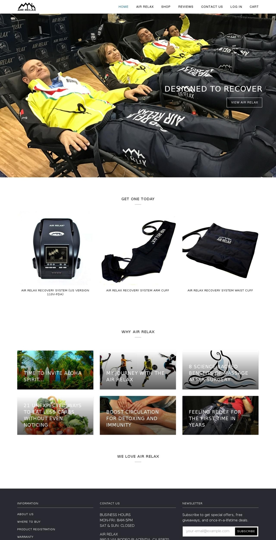 air-relax.com shopify website screenshot