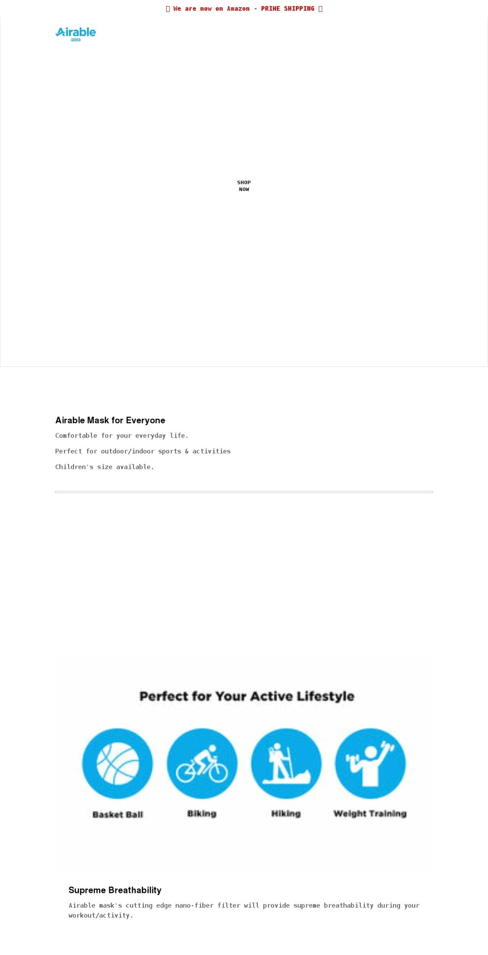 airablemask.com shopify website screenshot