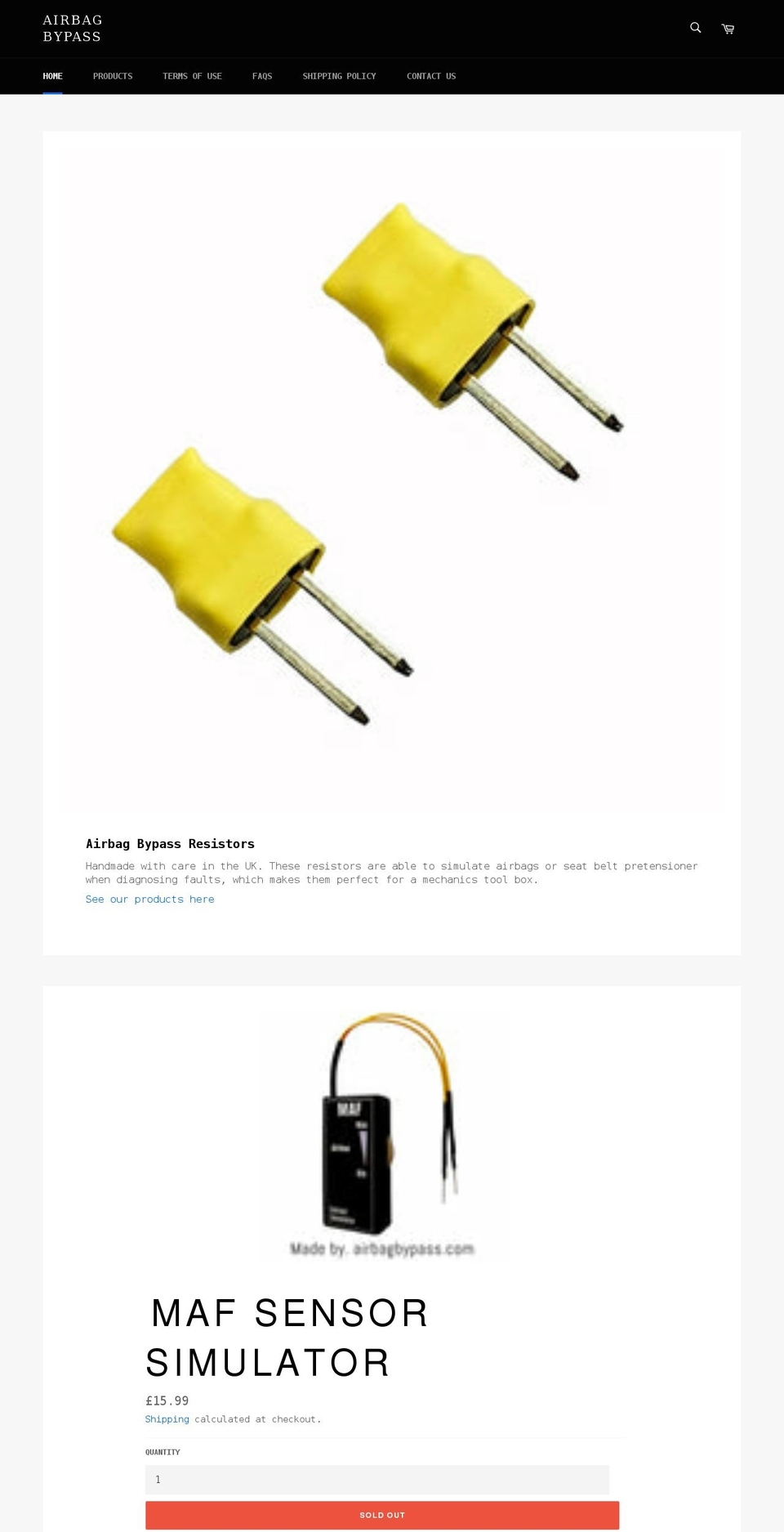 airbagbypass.com shopify website screenshot