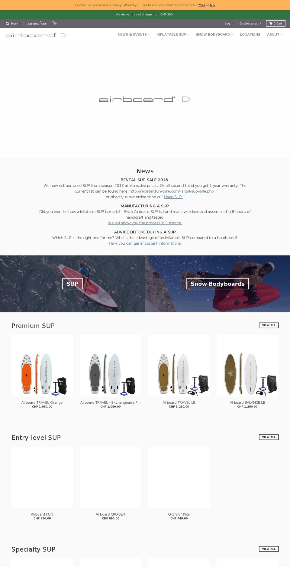 airboard.ch shopify website screenshot