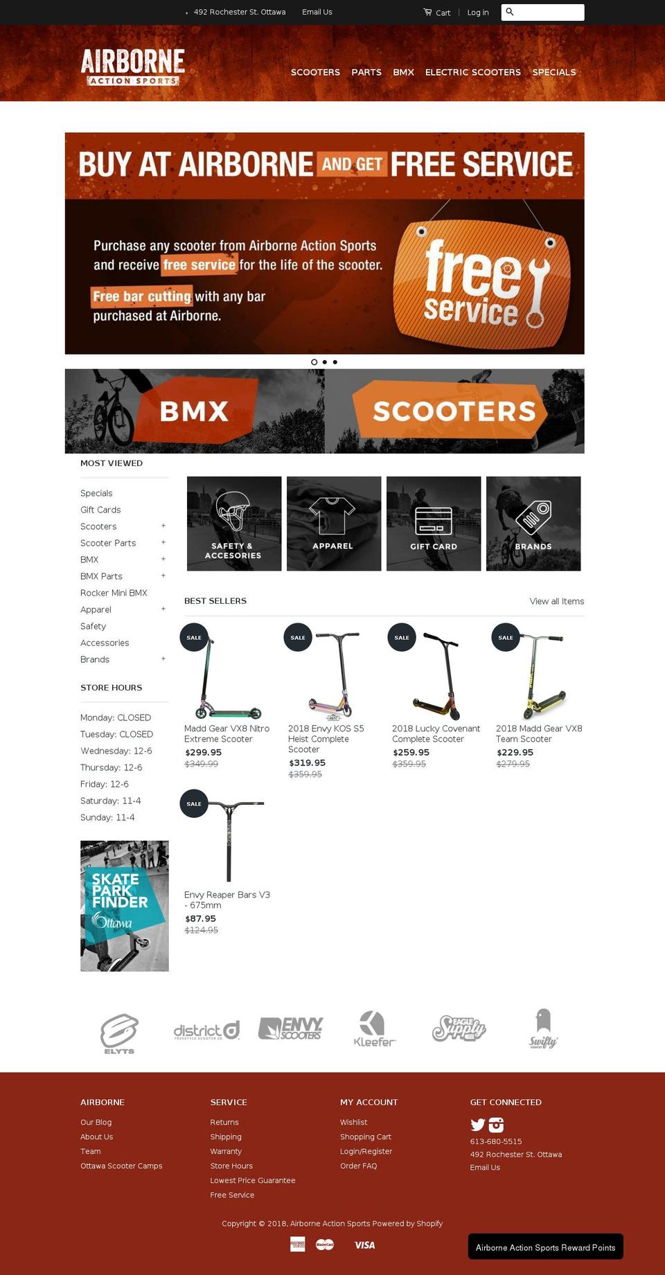 airbornescooters.ca shopify website screenshot