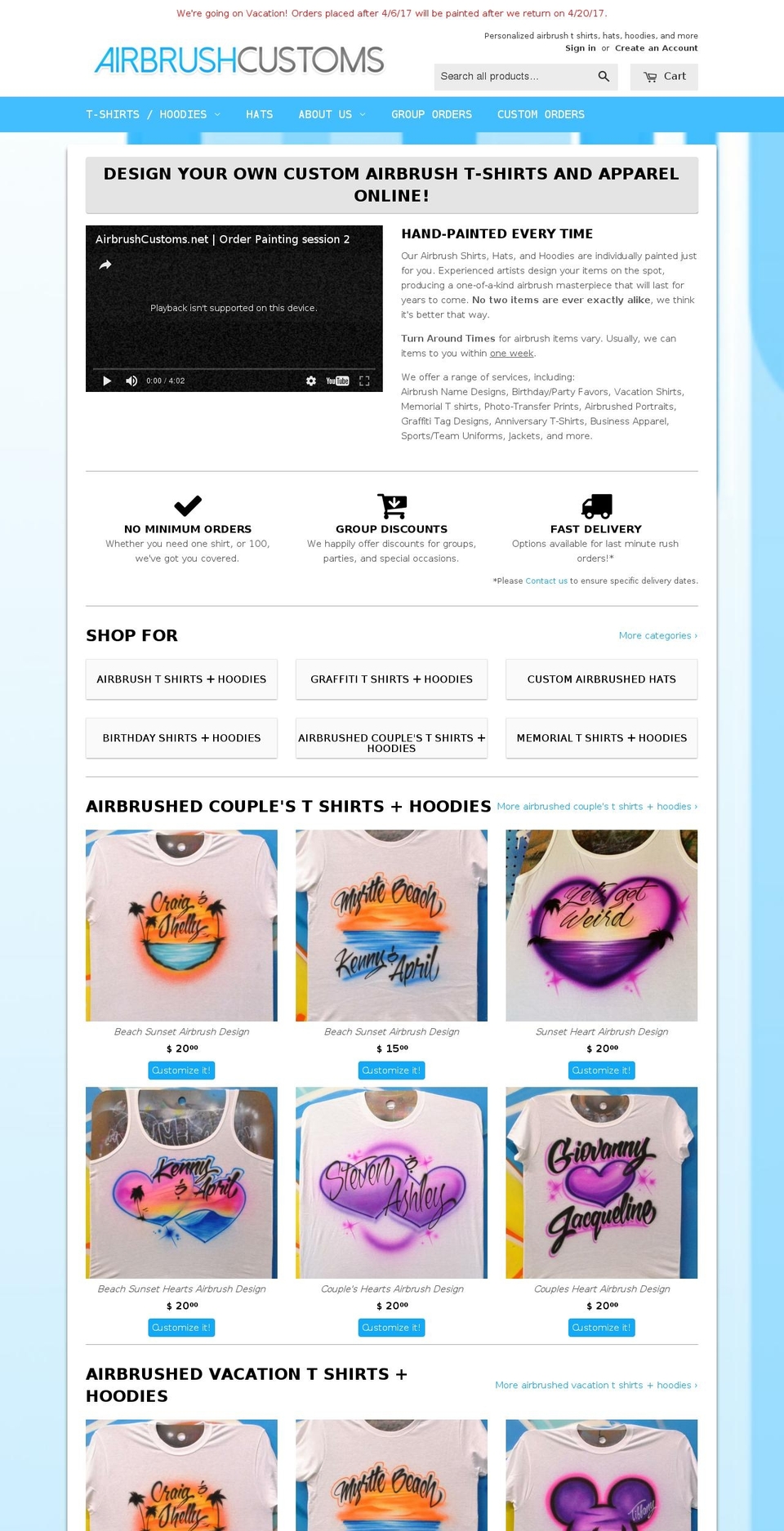 Ride Shopify theme site example airbrushcustoms.net