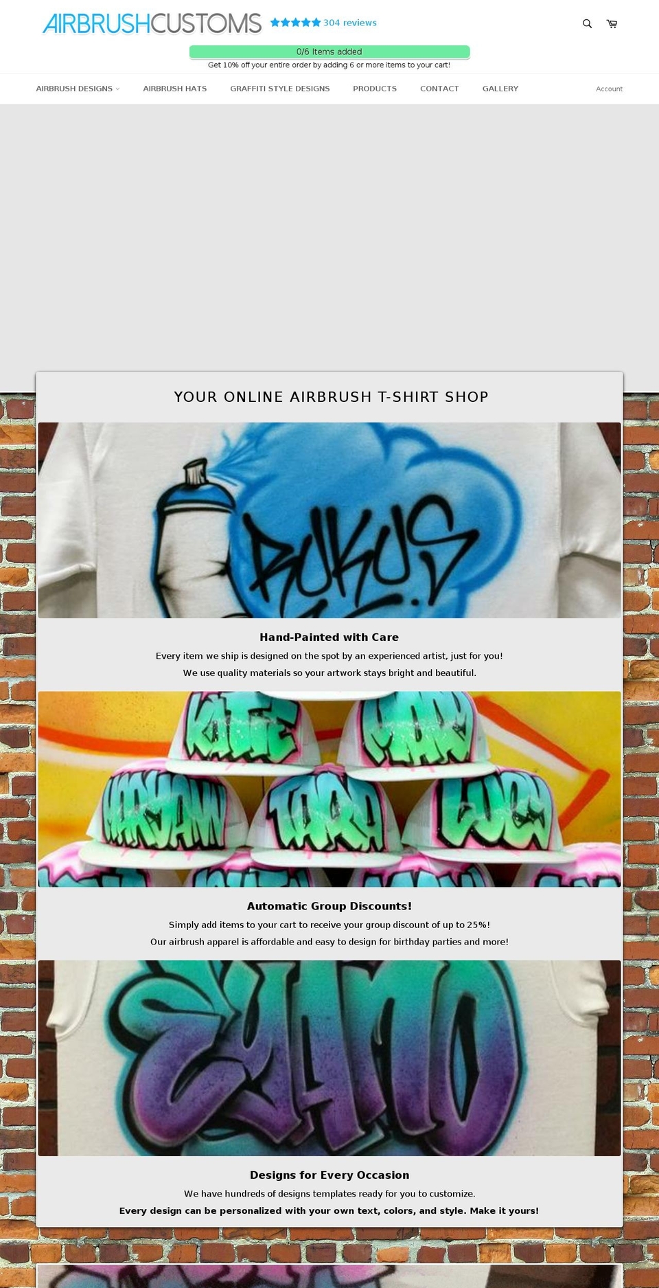 airbrushcustoms.org shopify website screenshot