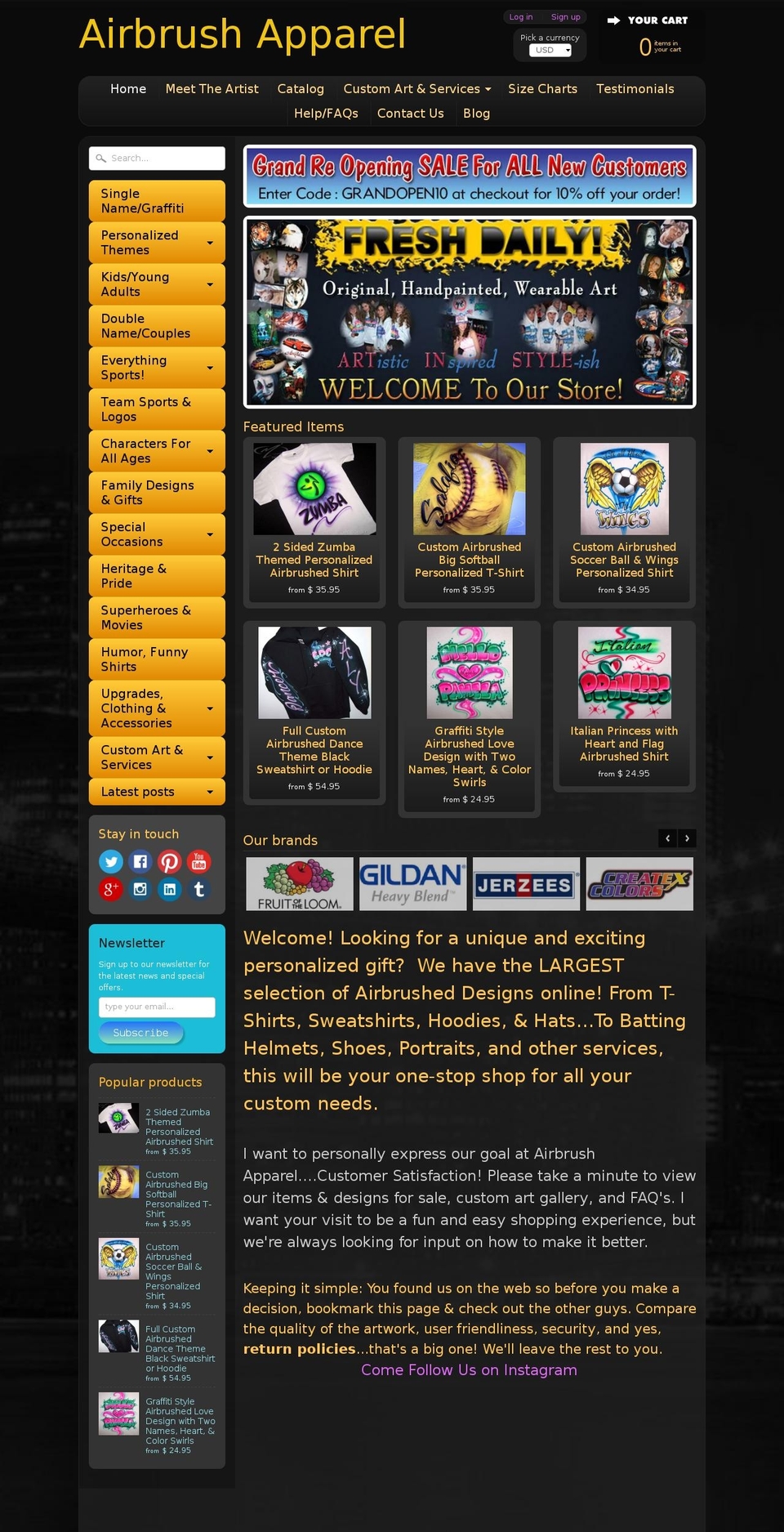 airbrushoasis.com shopify website screenshot