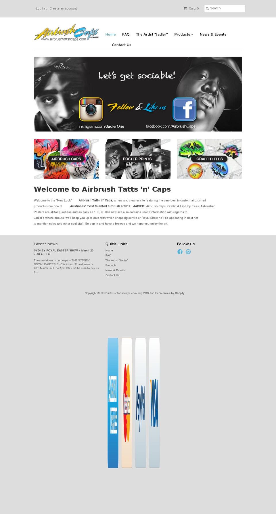 airbrushtattsncaps.com shopify website screenshot