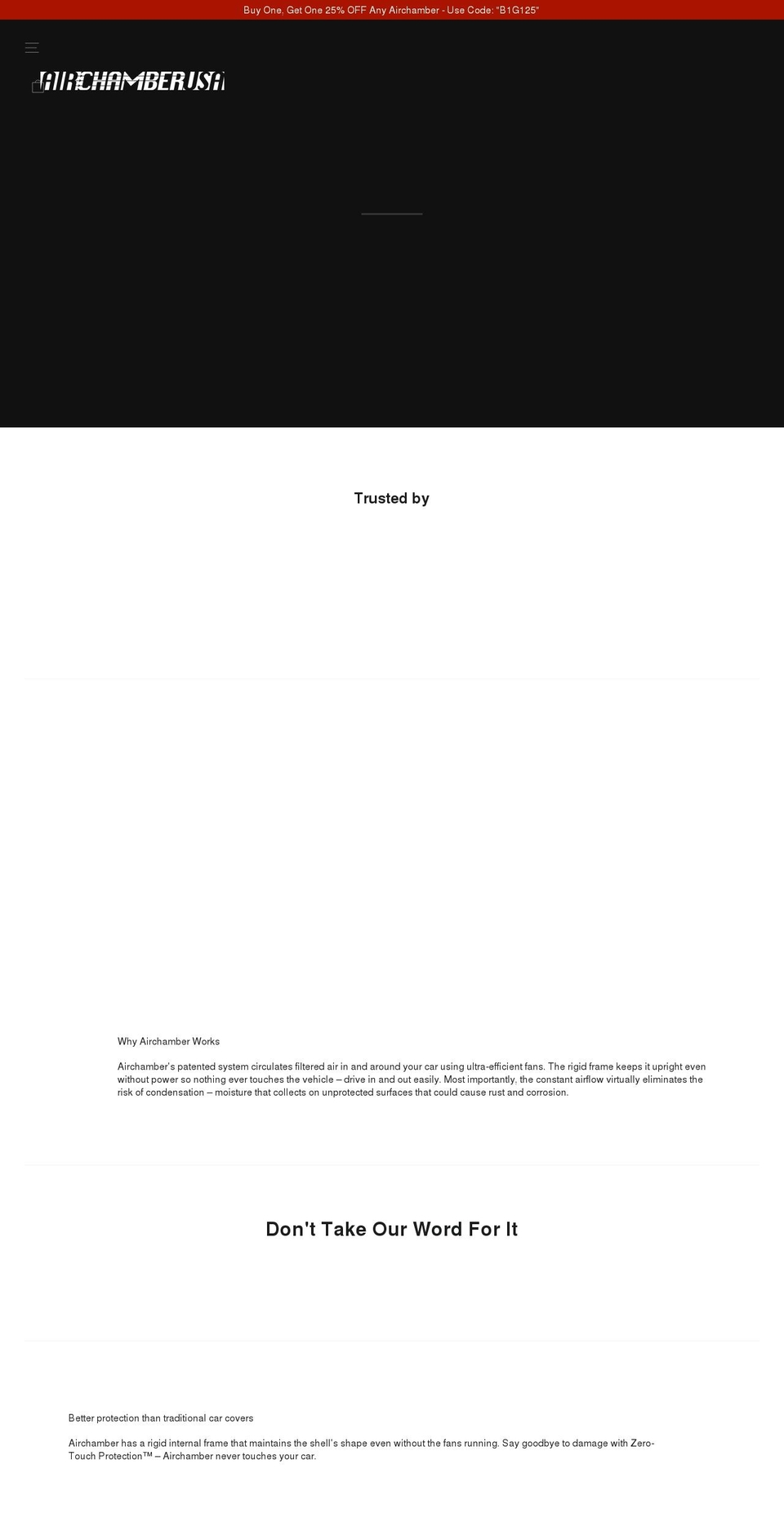 airchamberusa.com shopify website screenshot