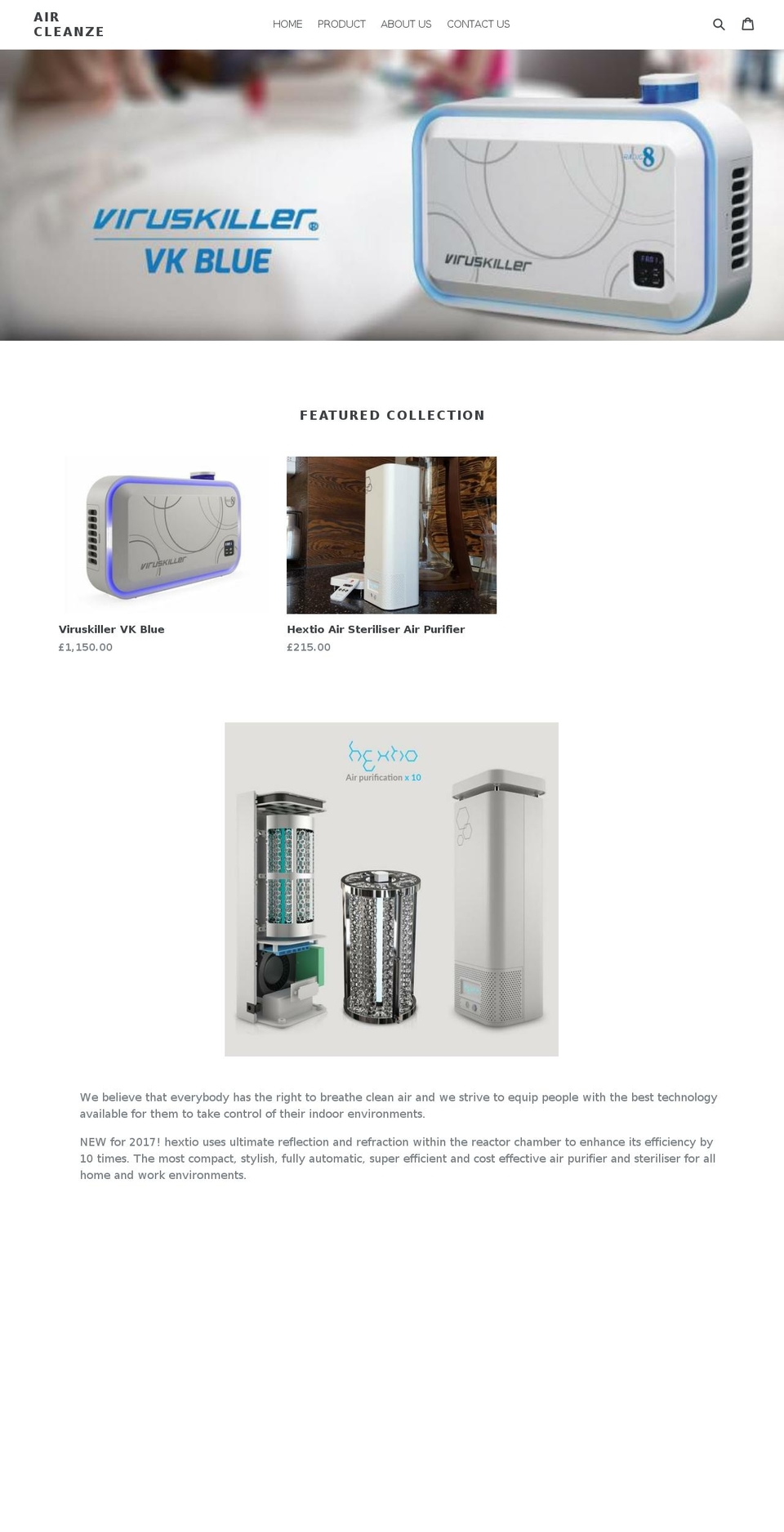 aircleanze.co.uk shopify website screenshot