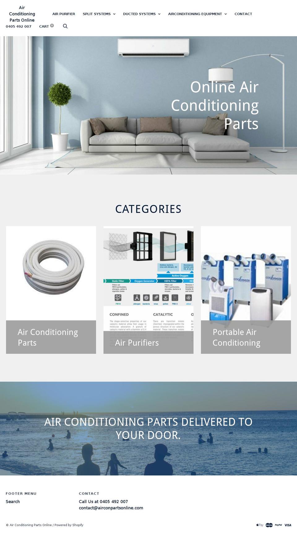 airconpartsonline.com.au shopify website screenshot
