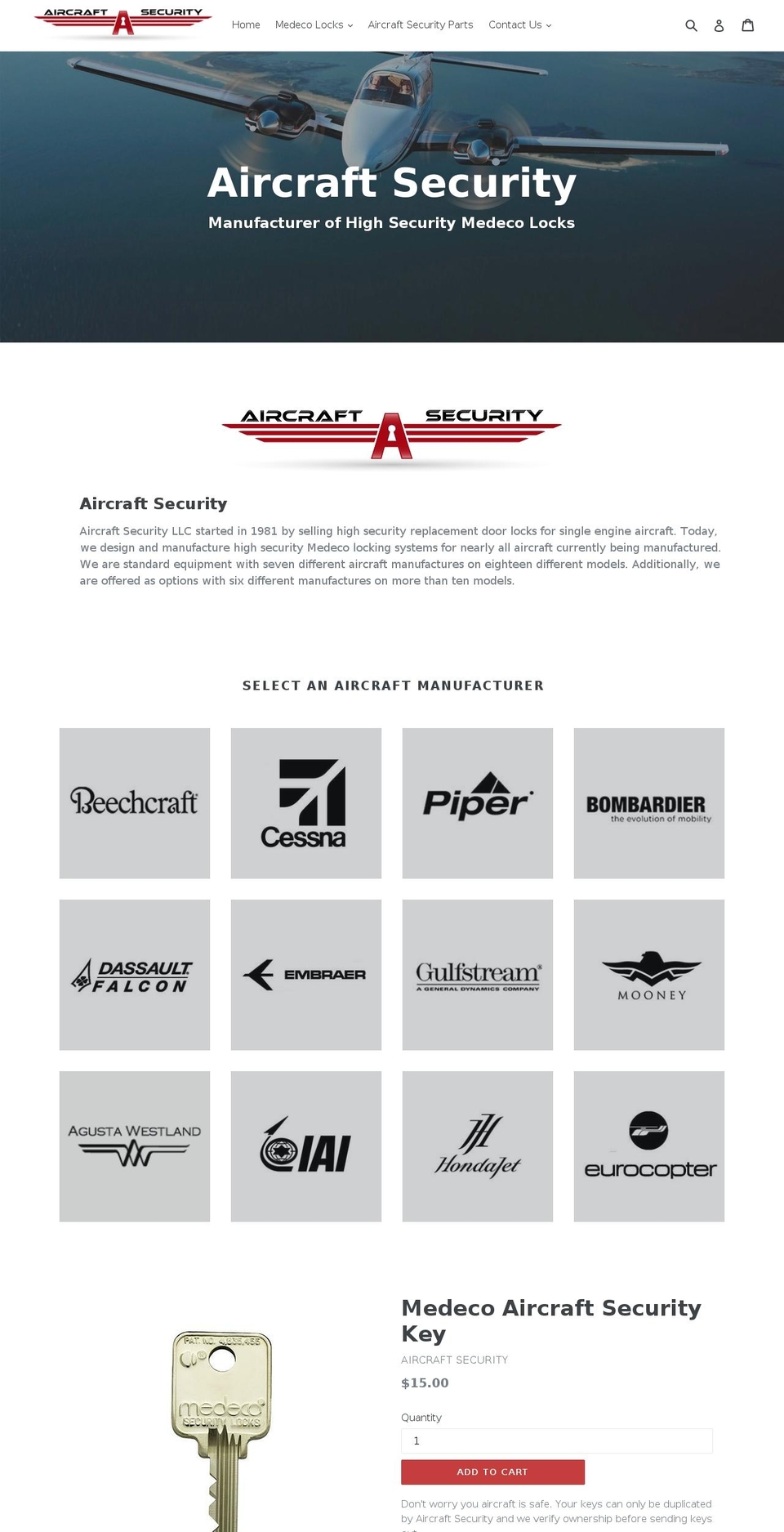 aircraftsecurity.com shopify website screenshot
