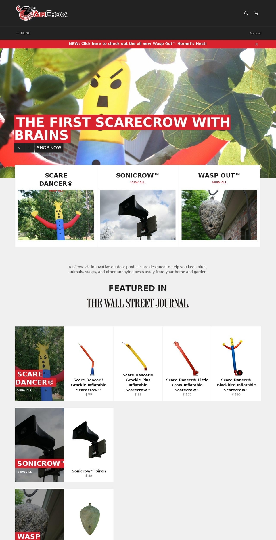 aircrow.com shopify website screenshot