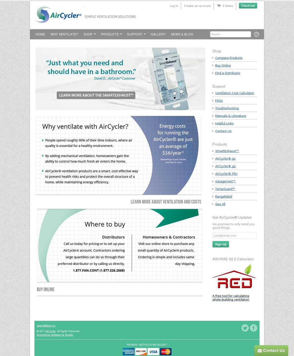 aircycler.com shopify website screenshot