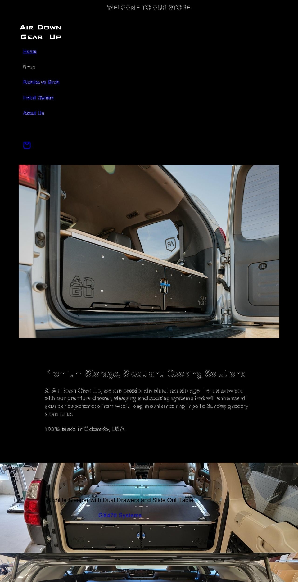 airdowngearup.com shopify website screenshot