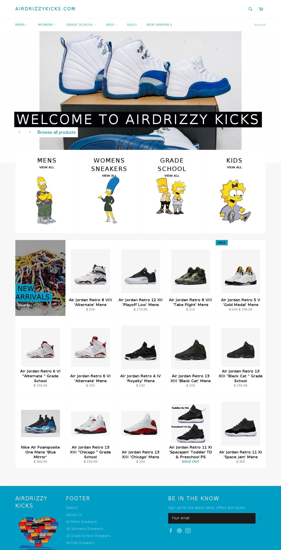 airdrizzykicks.com shopify website screenshot