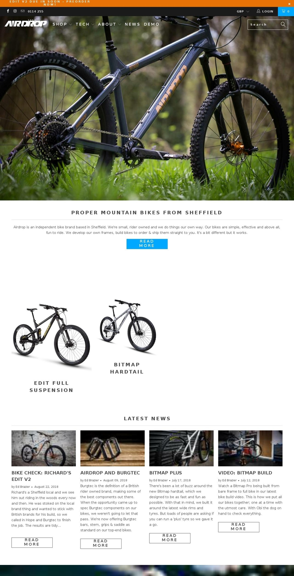airdrop.bike shopify website screenshot