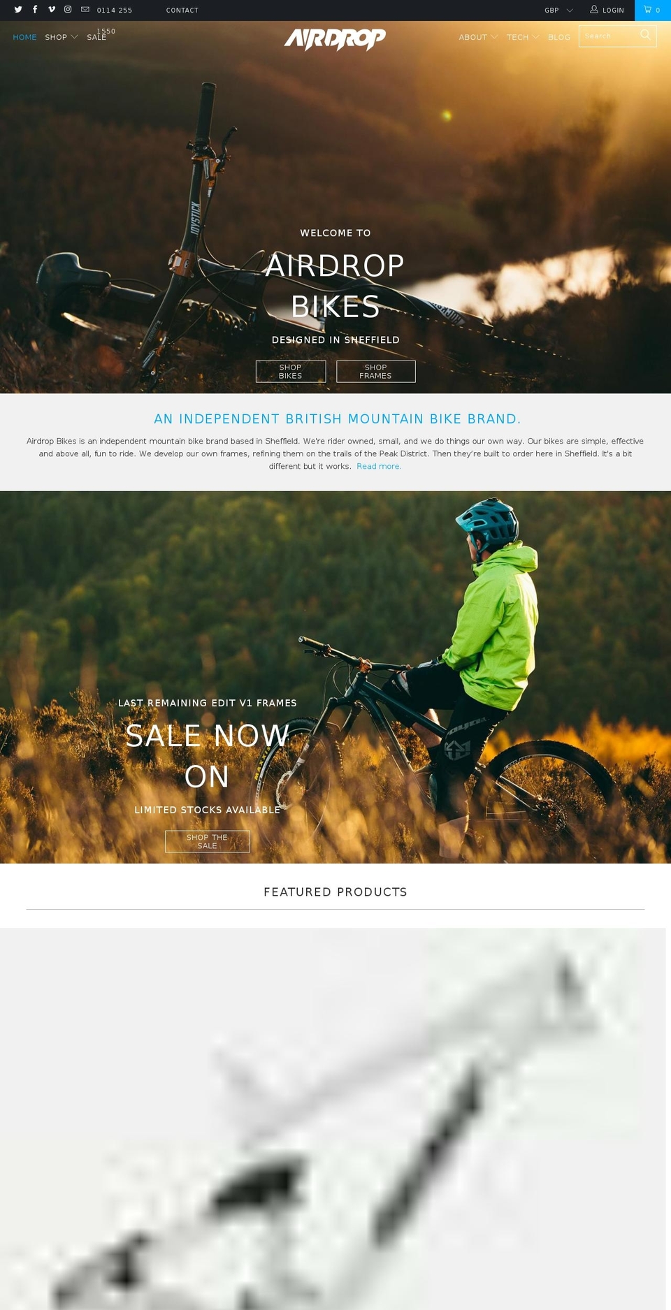August Shopify theme site example airdropbikes.com