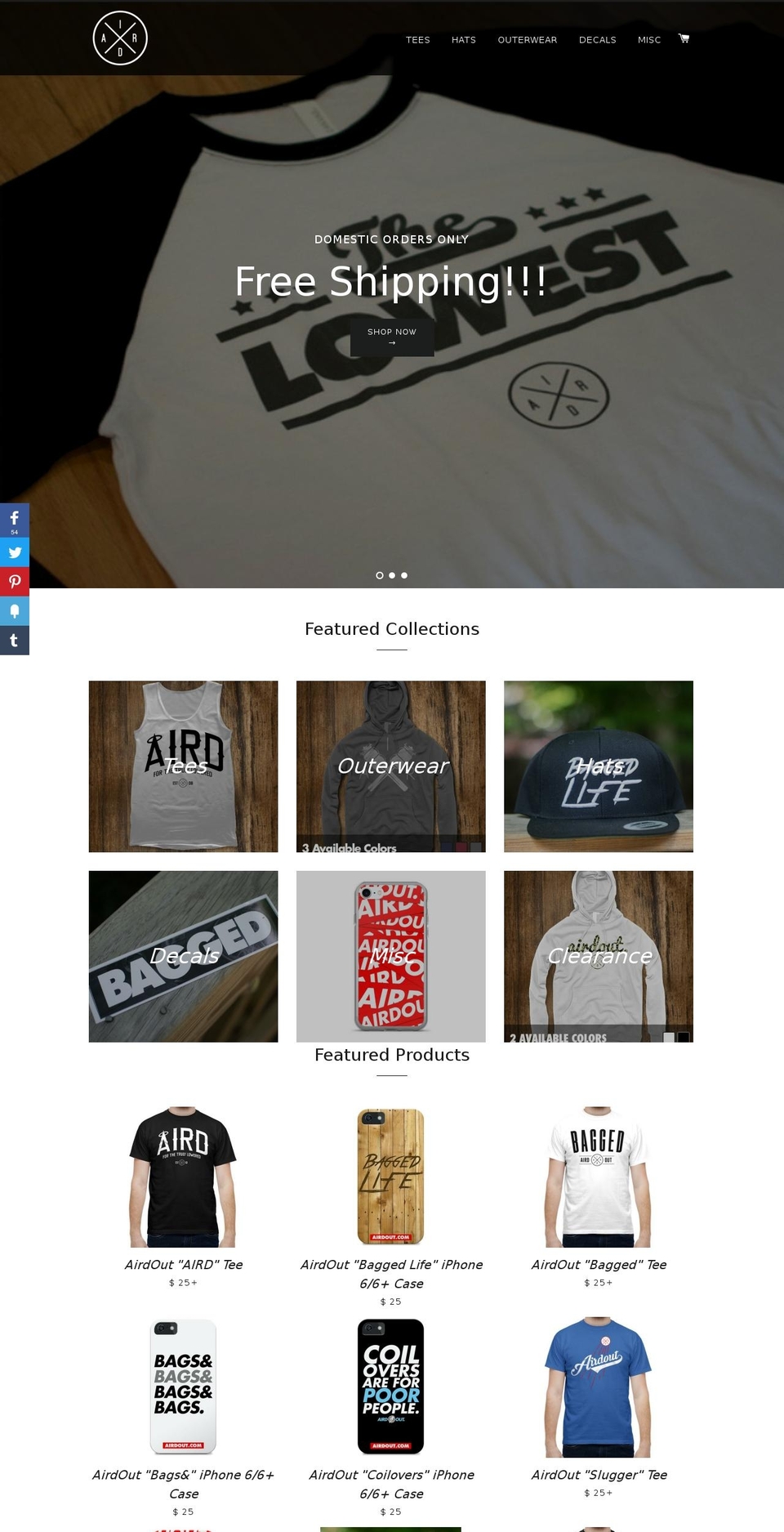 airedout.com shopify website screenshot