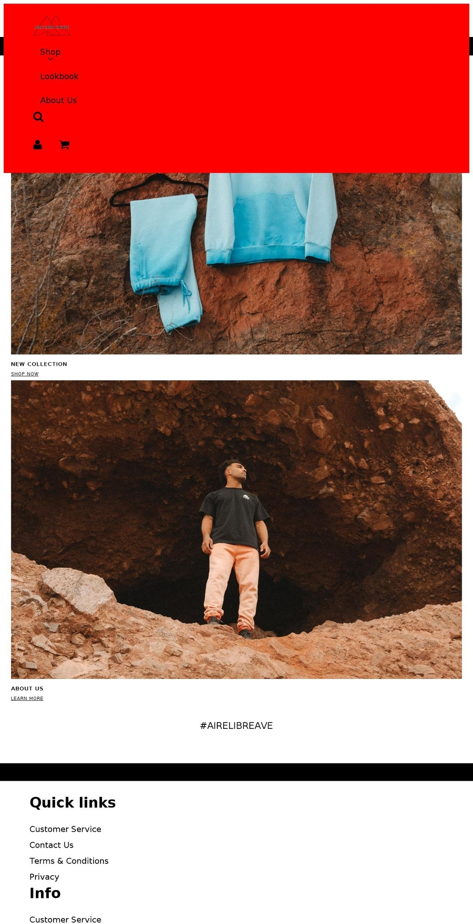 airelibreavenue.com shopify website screenshot