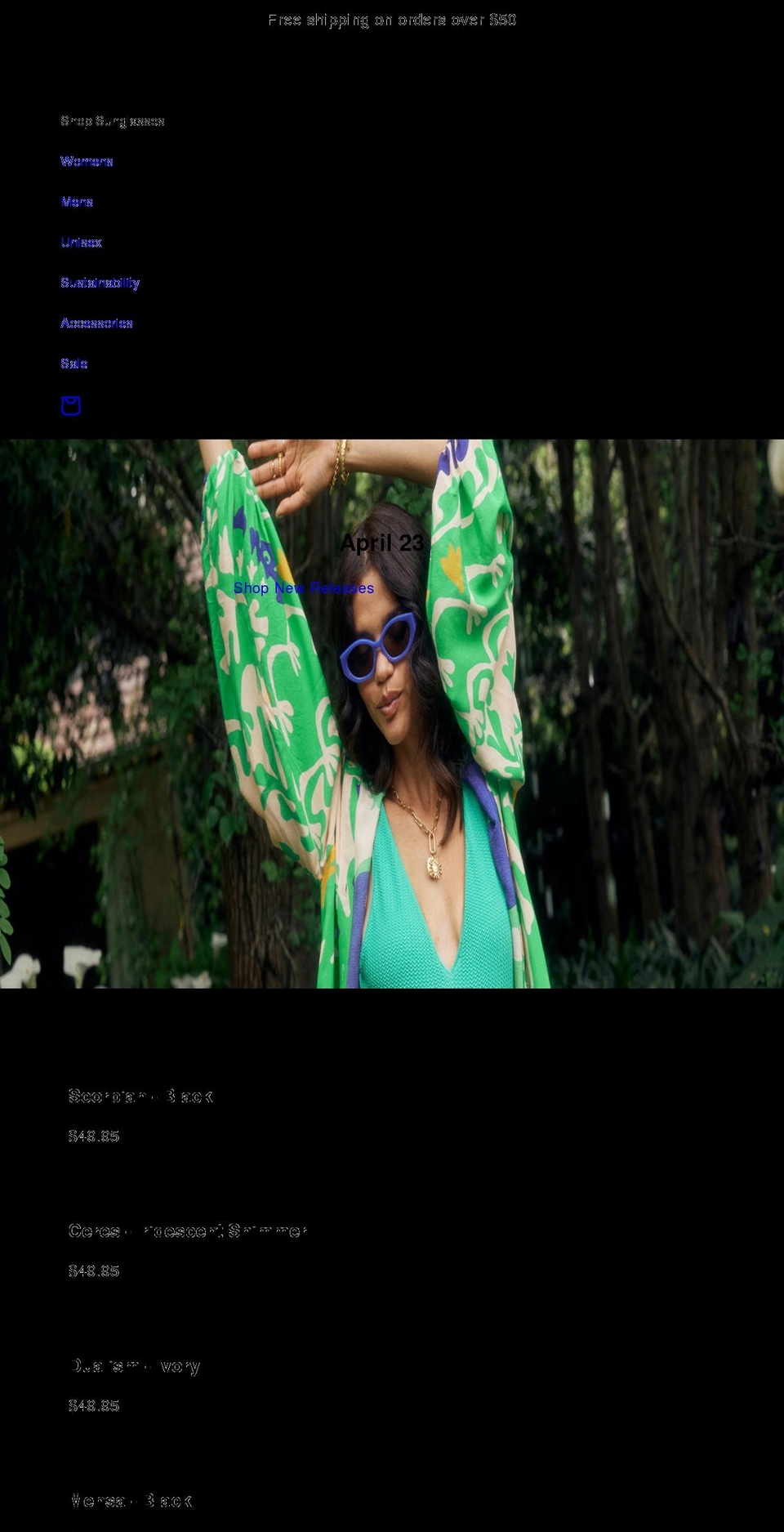 aireshades.com shopify website screenshot