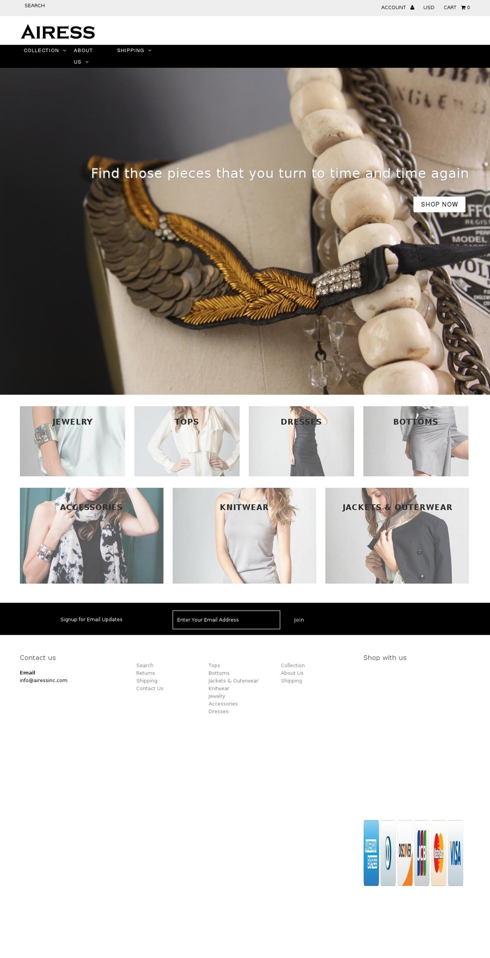 airessnyc.com shopify website screenshot