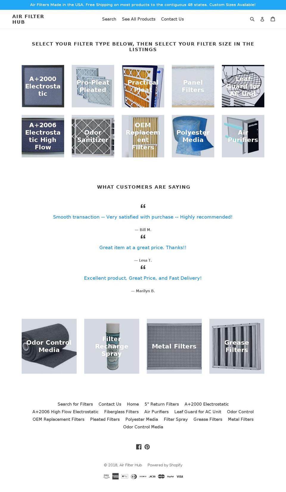airfilterhub.com — Shopify storefront screenshot