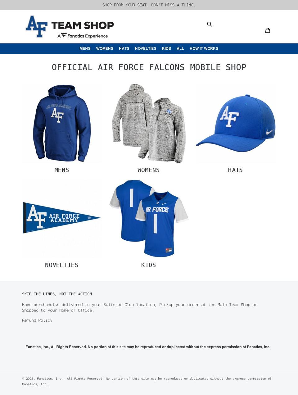 airforcefalconsmobileshop.com shopify website screenshot