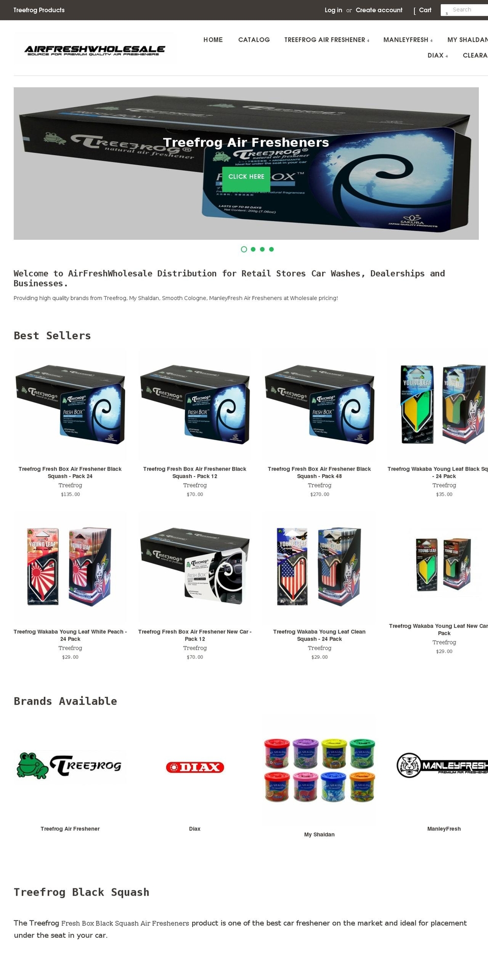 airfreshwholesale.com shopify website screenshot