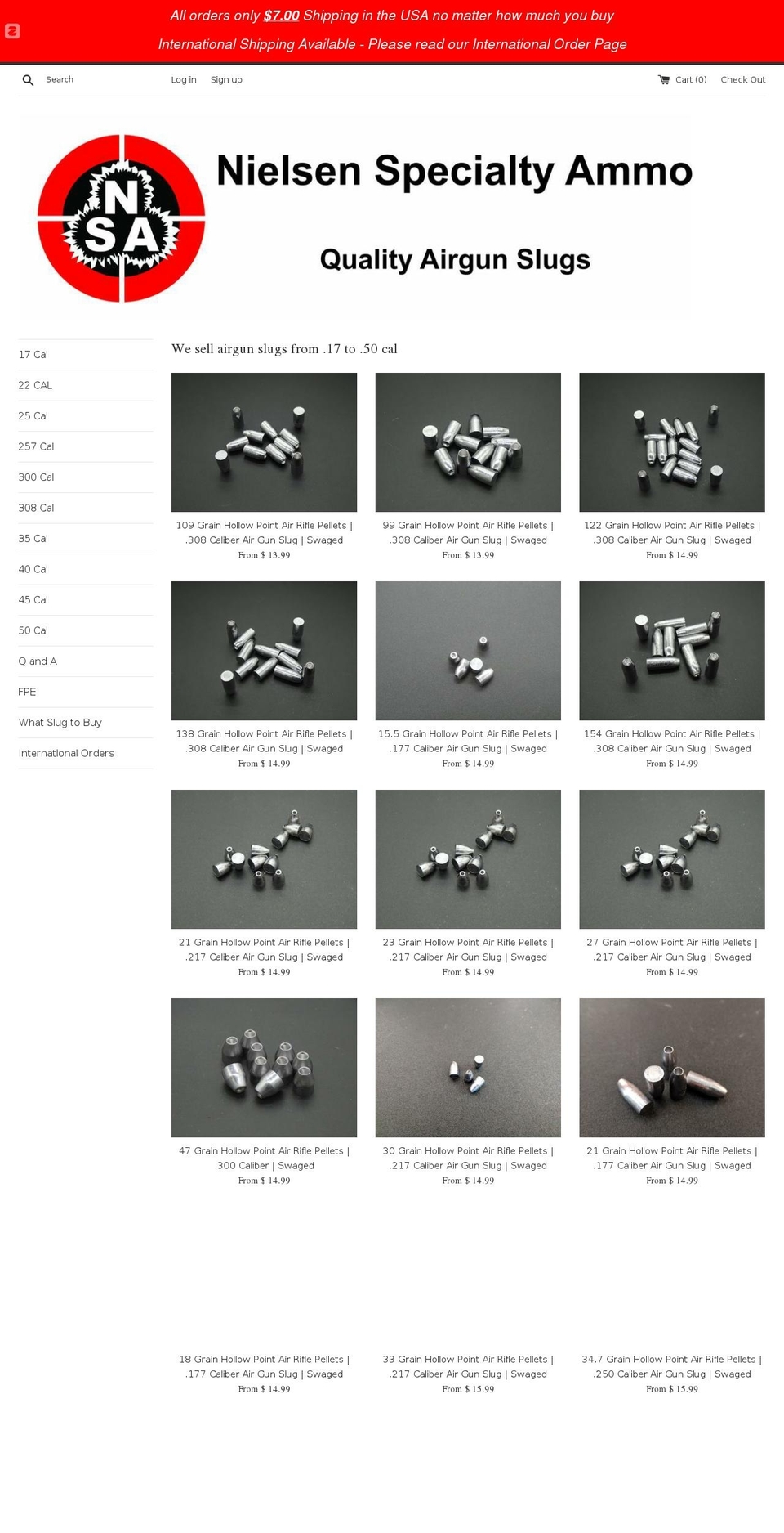 airgunslugs.com — Shopify storefront screenshot