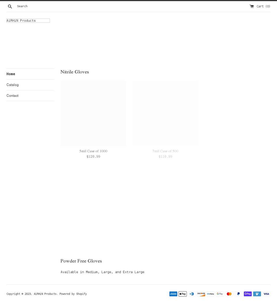 airhinproducts.com shopify website screenshot