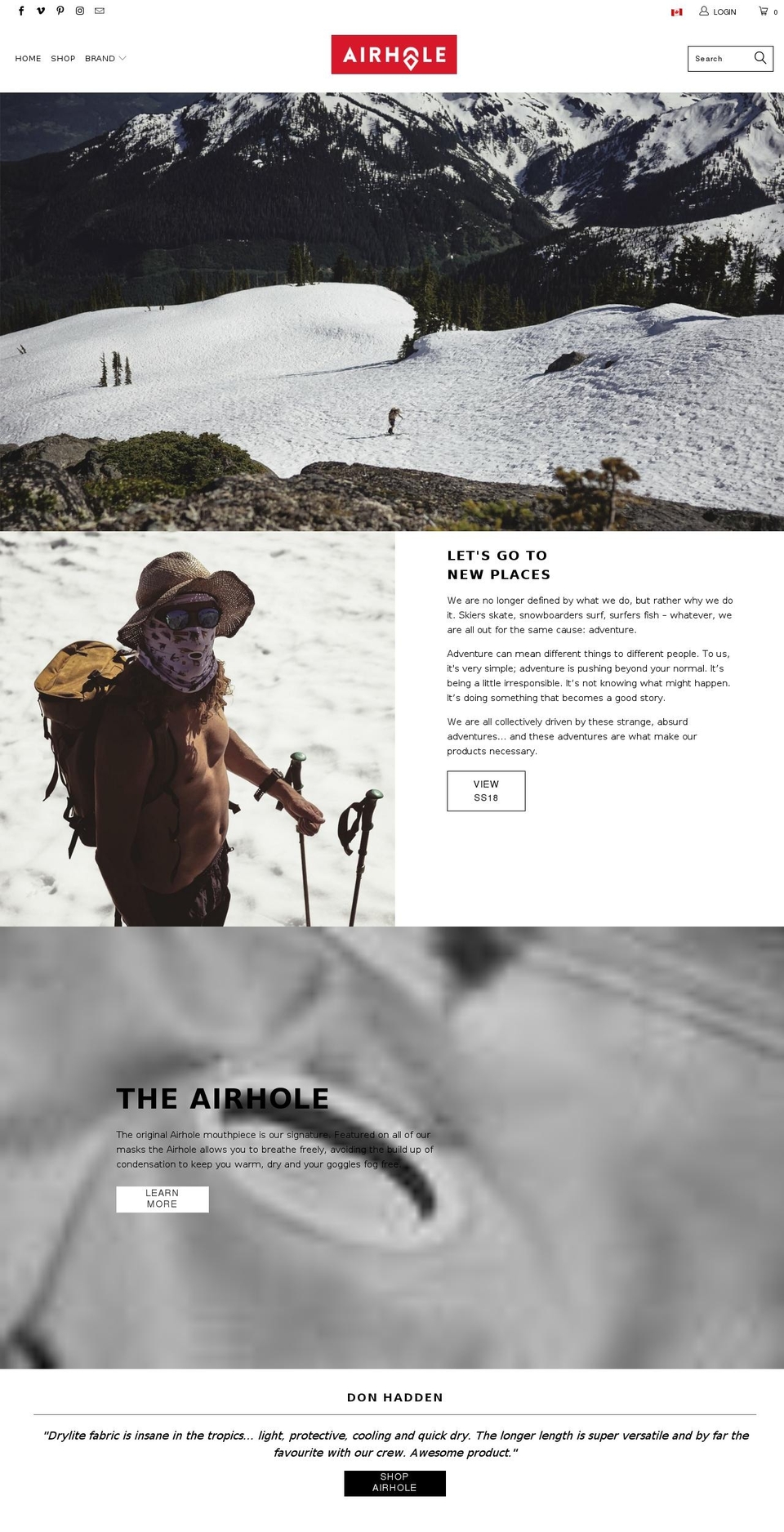 airhole.ca shopify website screenshot