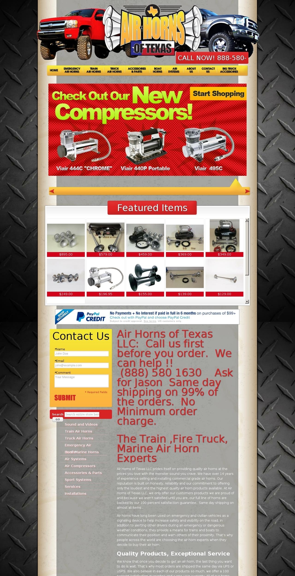 airhornsoftexas.com shopify website screenshot