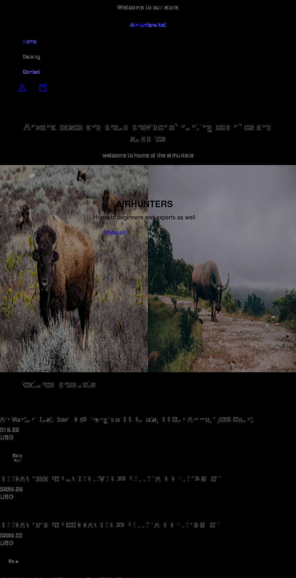 airhunters.net shopify website screenshot