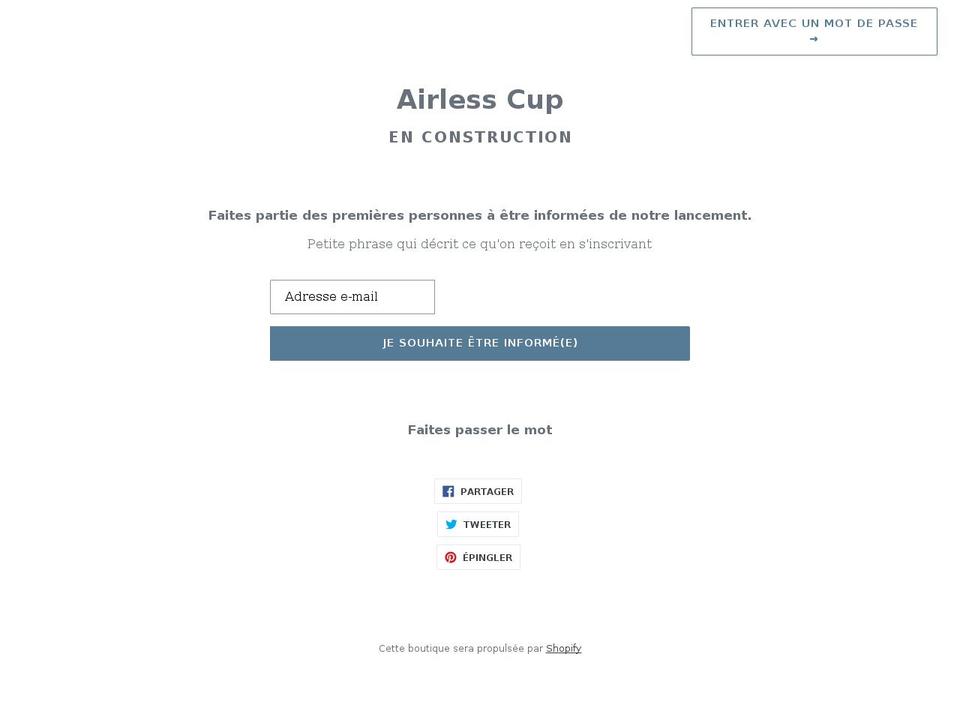 airlesscup.com shopify website screenshot