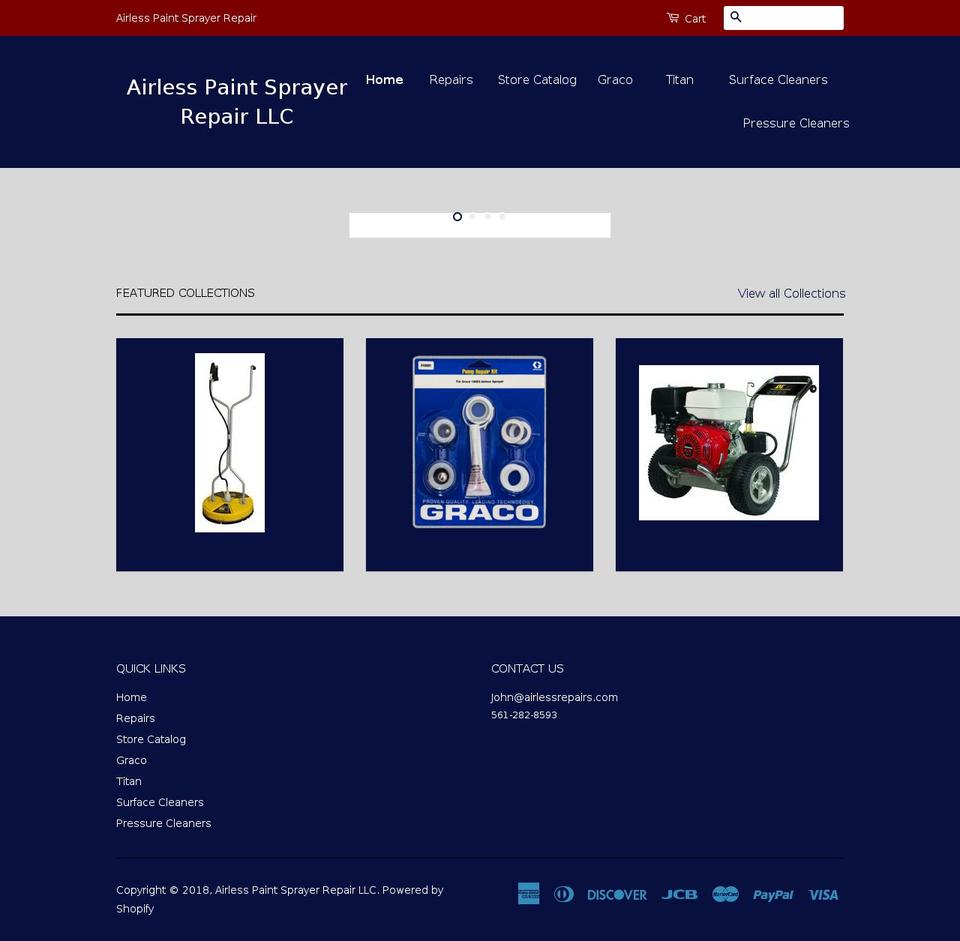 airlesspaintsprayerrepair.com — Shopify storefront screenshot