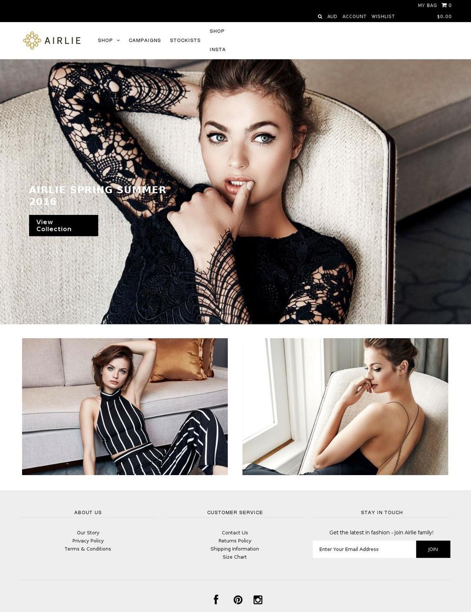 airliefashion.com shopify website screenshot